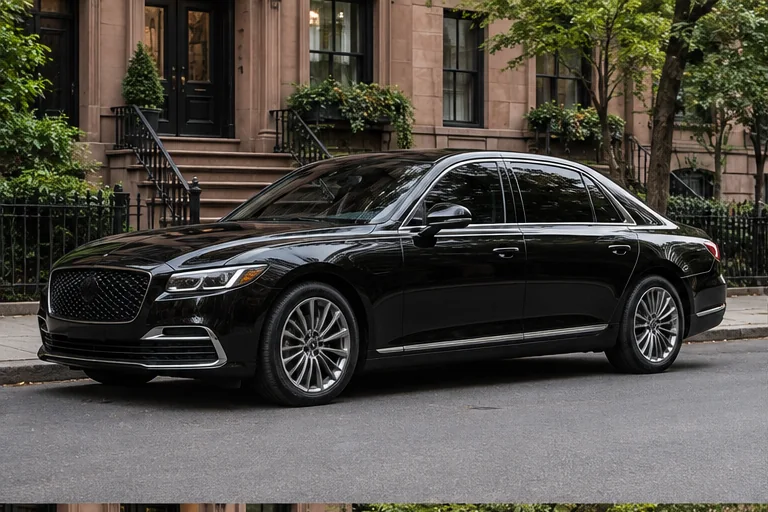 Representative black executive sedan with tinted windows